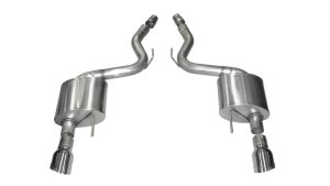 Ford Mustang Performance Exhaust - Rear - CORSA Performance - Axle Back Dual Rear Exit with Single 4.0in. Polished Pro-Series Tips - Polished - `15-`17